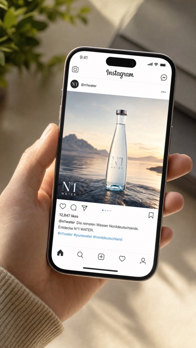 N°1 Water Social-Kampagne in einem Instagram-Feed