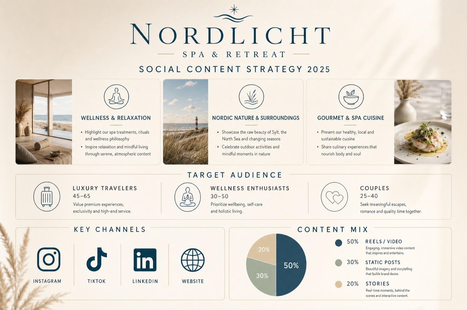 Nordlicht Social-Content-Strategie 2025 — Säulen, Zielgruppe und Content-Mix