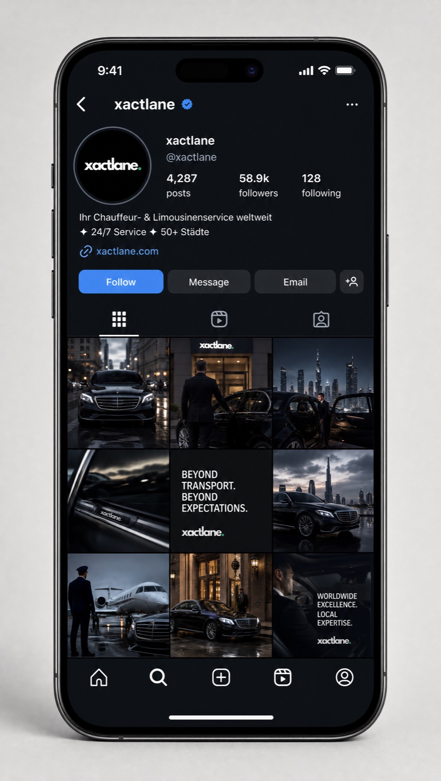 Xactlane social media presence on mobile